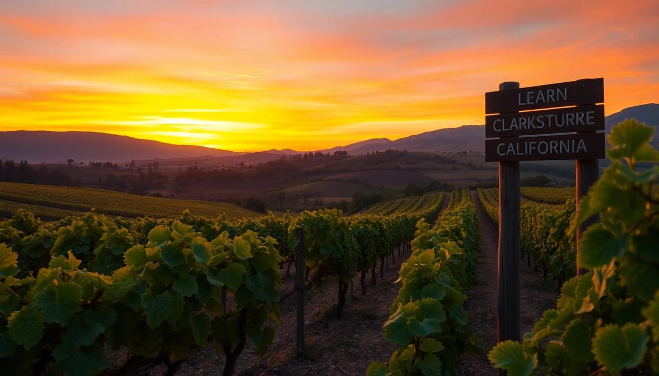 Visitors enjoying the beautiful vineyards in Clarksburg California during sunset.