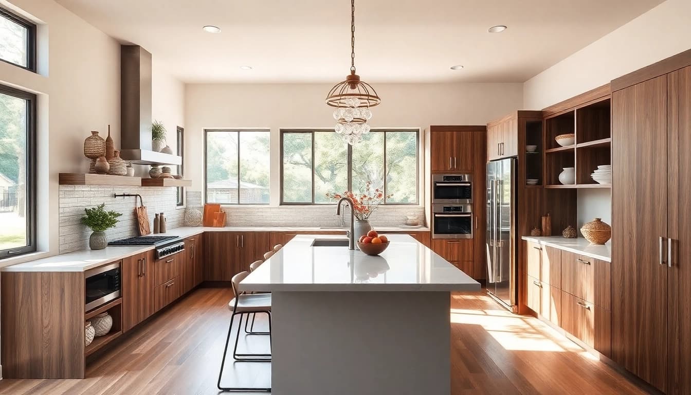 Custom home renovation contractor Austin showcasing a modern kitchen renovation with innovative designs.