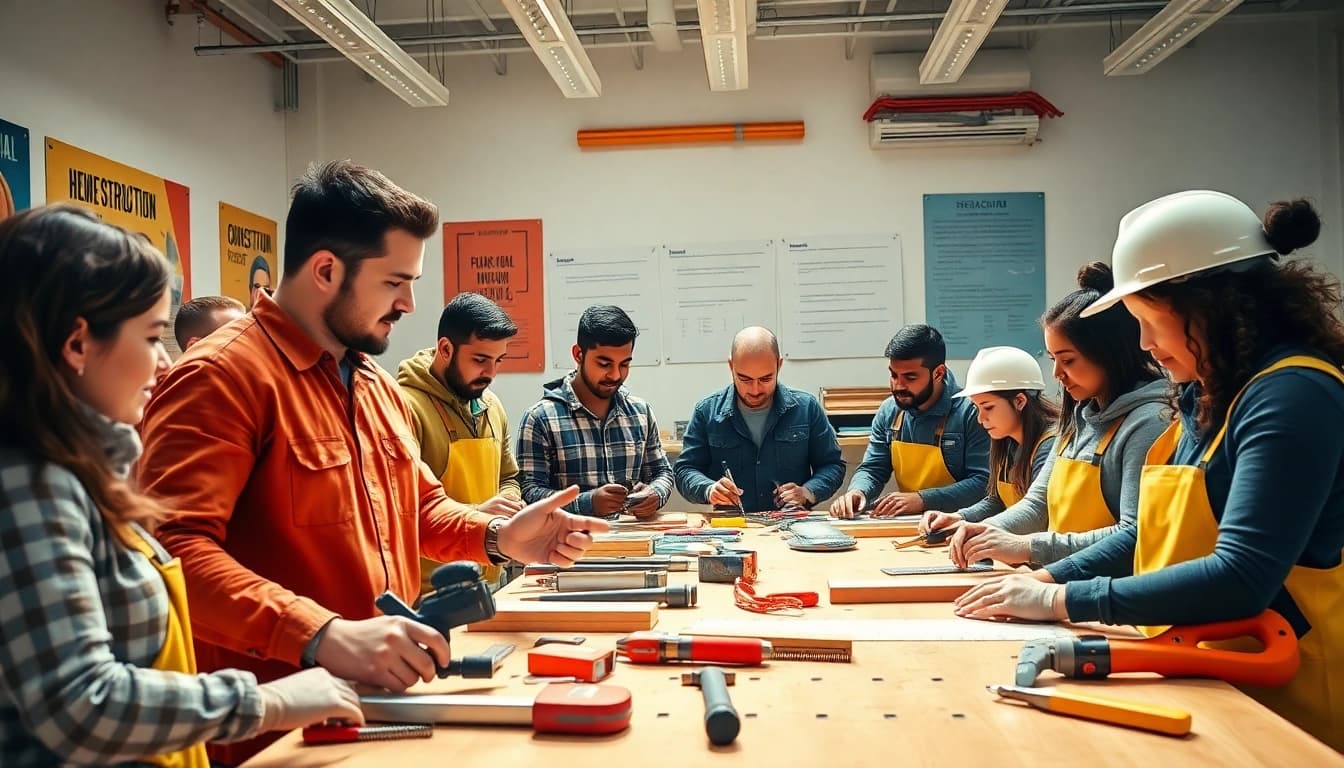 Enhance skills through engaging construction craft training sessions with diverse trainees and expert guidance.