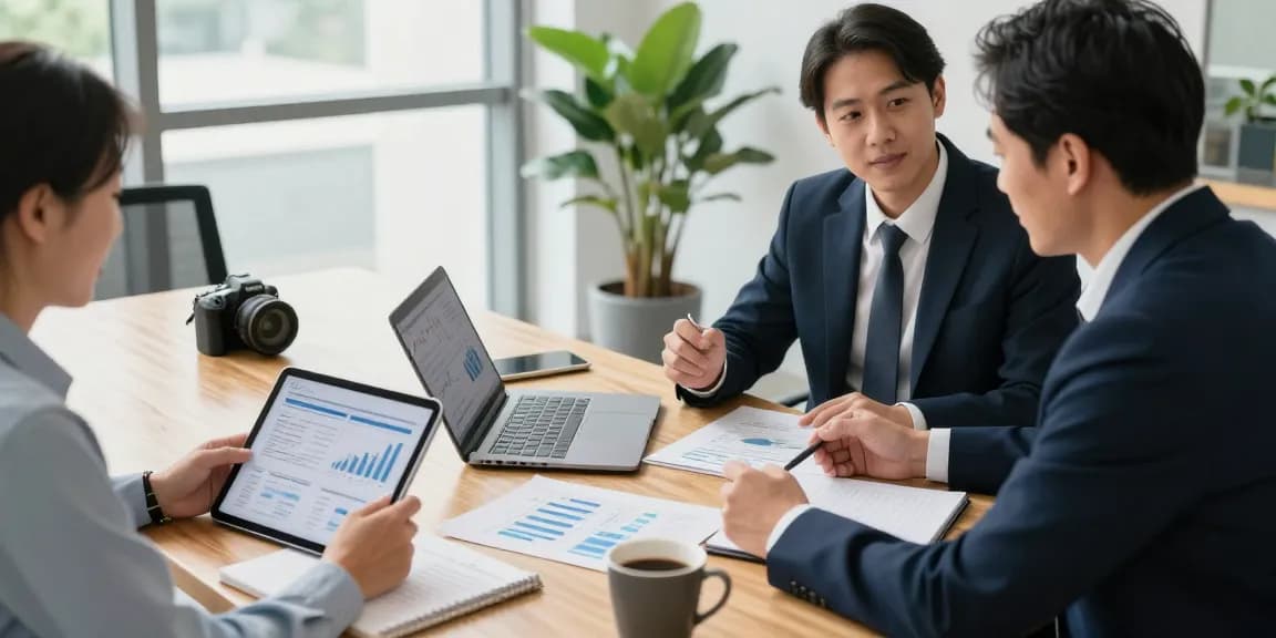 Financial advisor discusses tax minimization strategies with a client in a bright office.