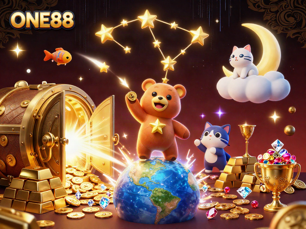 Engage with ONE88's immersive casino experience featuring vibrant gaming elements.