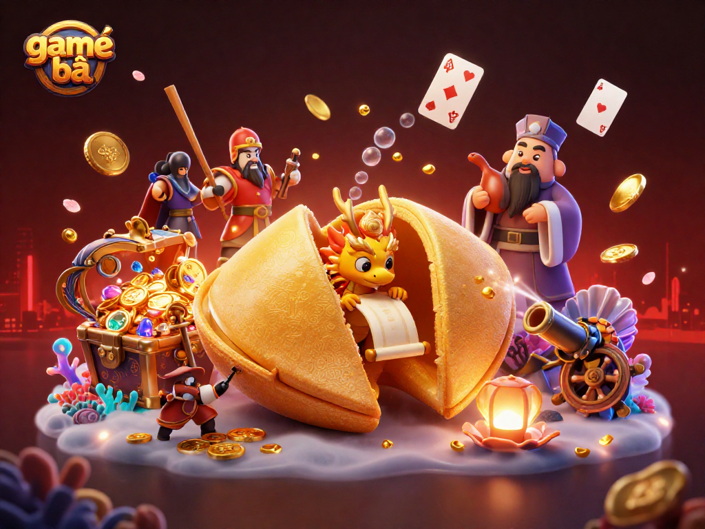 Engage in game bài adventures with vibrant 3D casino elements and dynamic visuals.