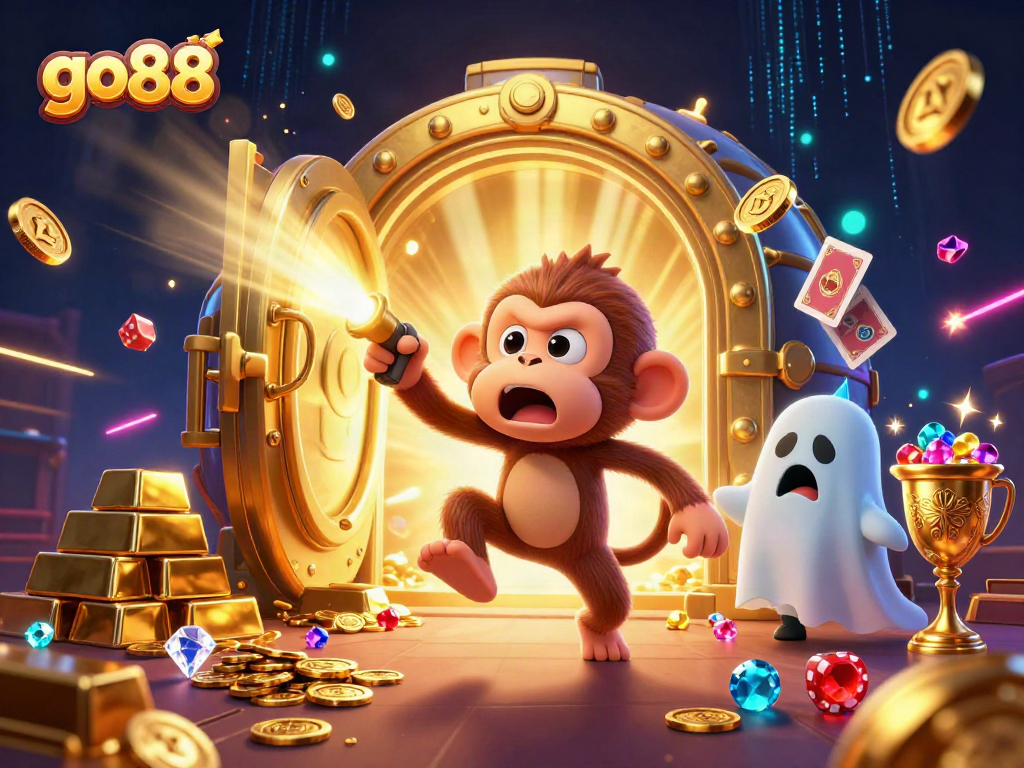 Engage with go88's thrilling games amidst a vivid display of animated casino excitement.