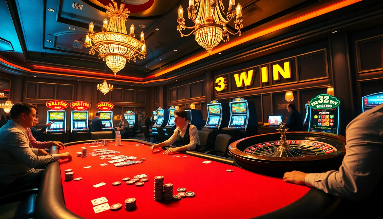 Players strategizing their moves for a chance to achieve the 32 win at an exciting casino table.